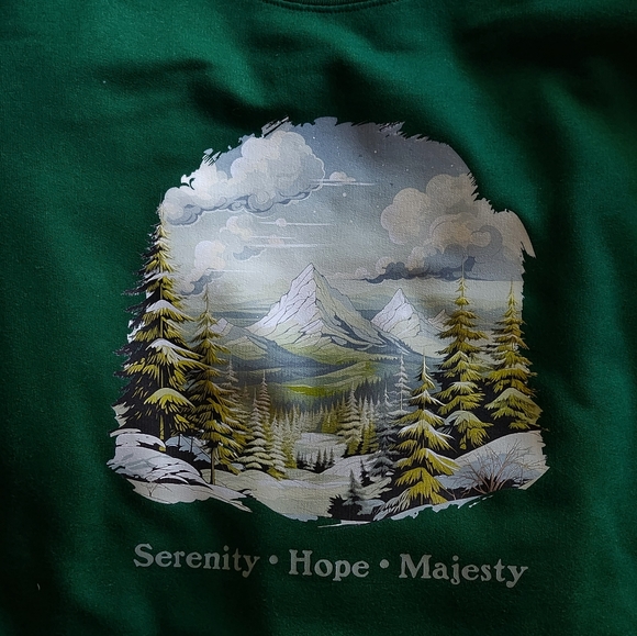 independent trading ultrasoft hoodie mountain scene, Tranquility, Beauty, Peace - Picture 5 of 6